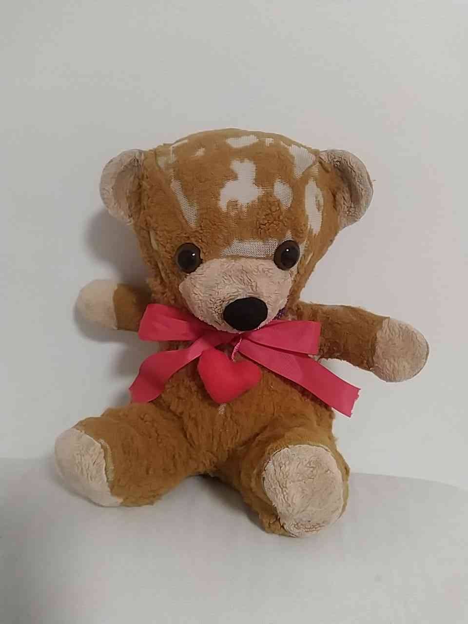 Patchwork teddy bear with heart