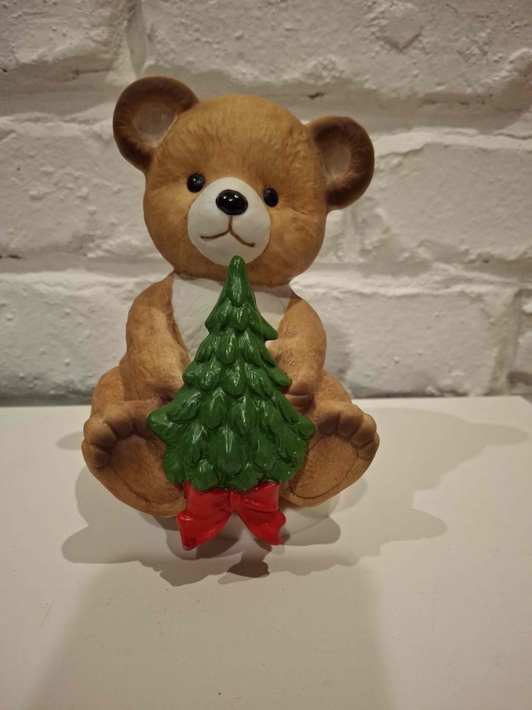 Christmas bear music box figurine