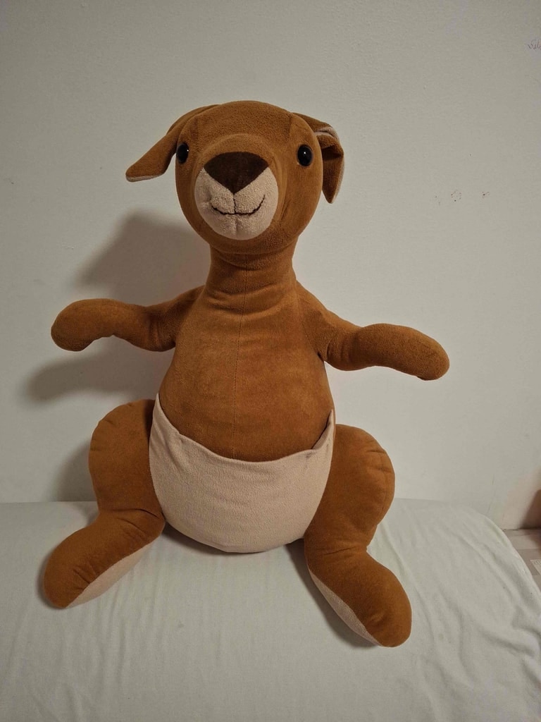 Brown kangaroo plush tan pouch