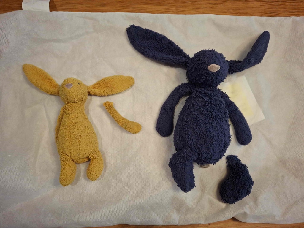 Jellycat Bashful bunnies yellow and navy
