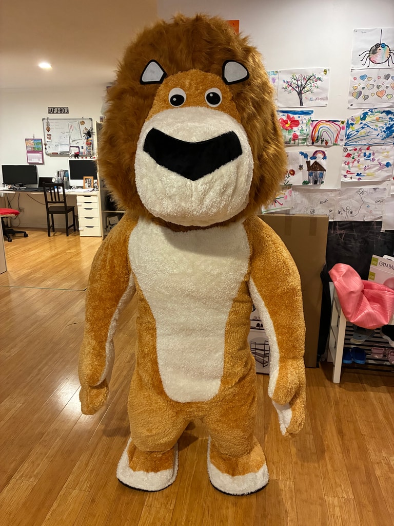 Lion mascot costume transform