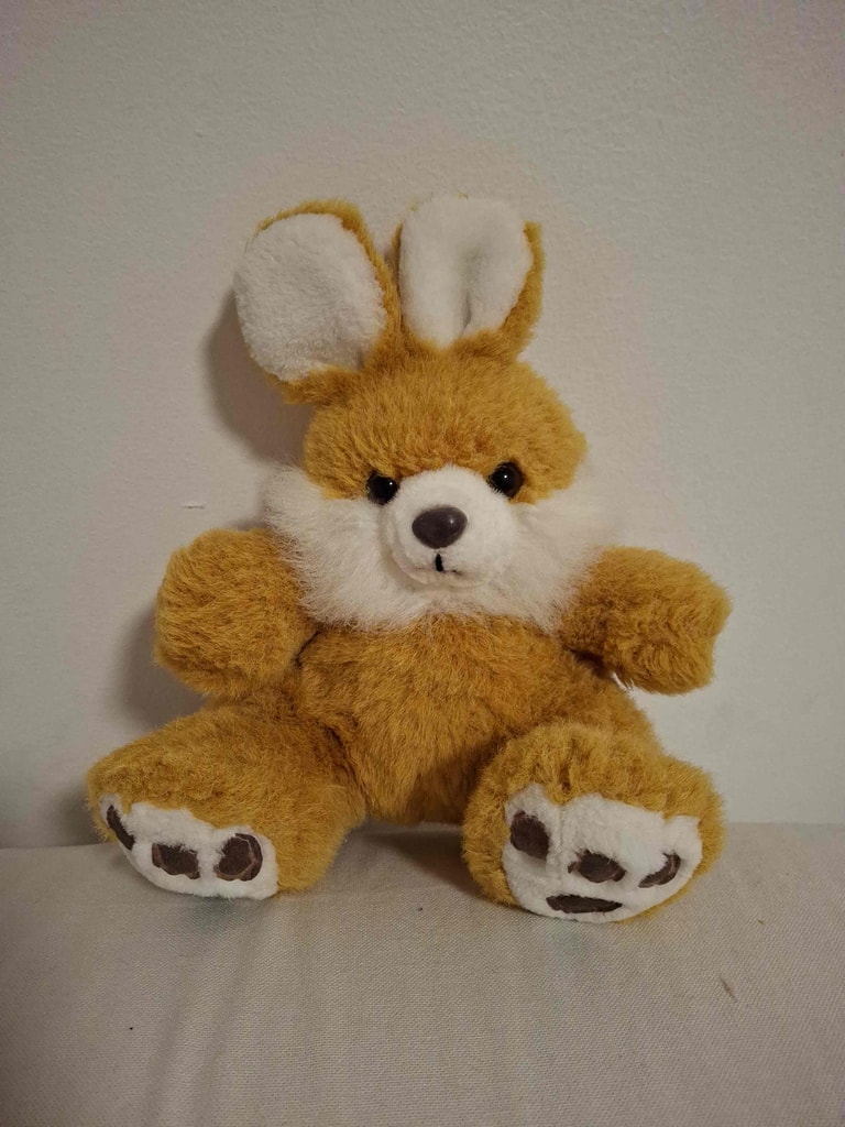 Vintage honey-brown plush bunny