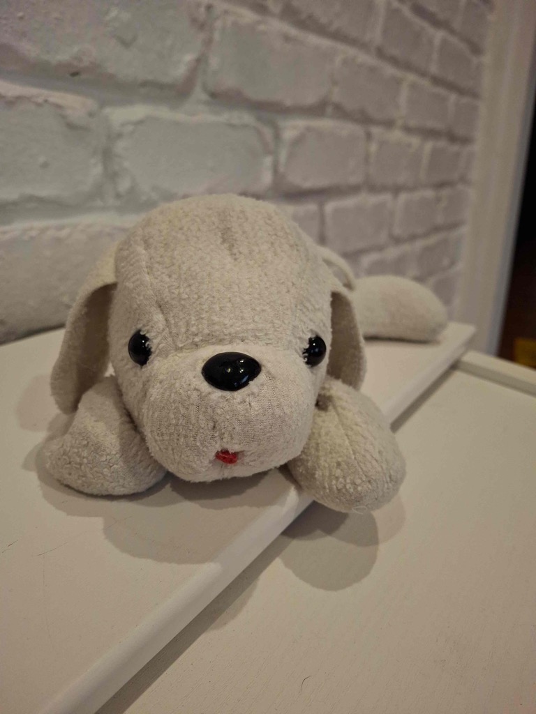 Vintage white terry plush puppy