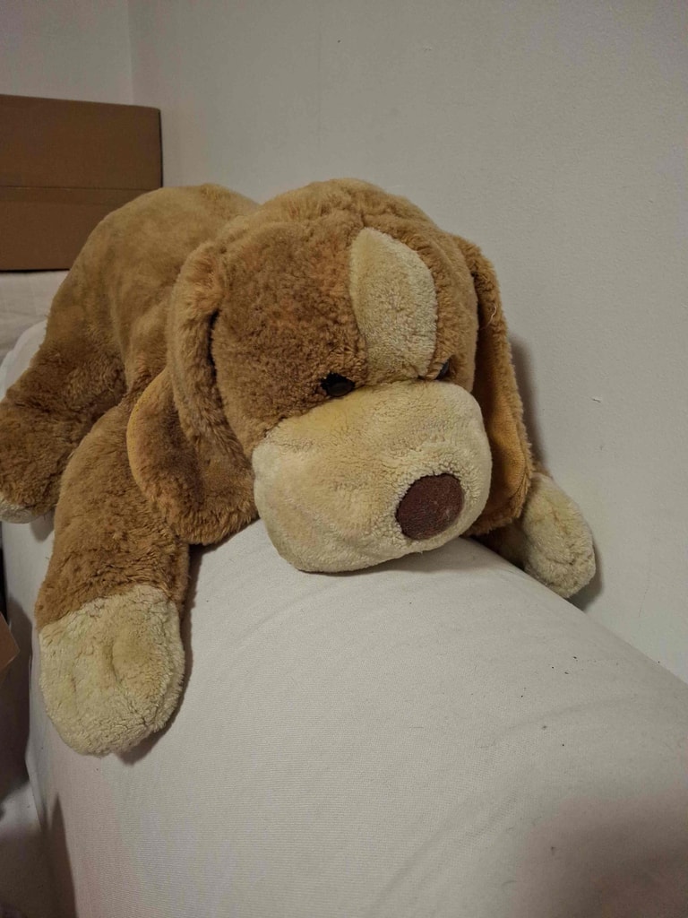 Tan floppy cream-paw dog plush